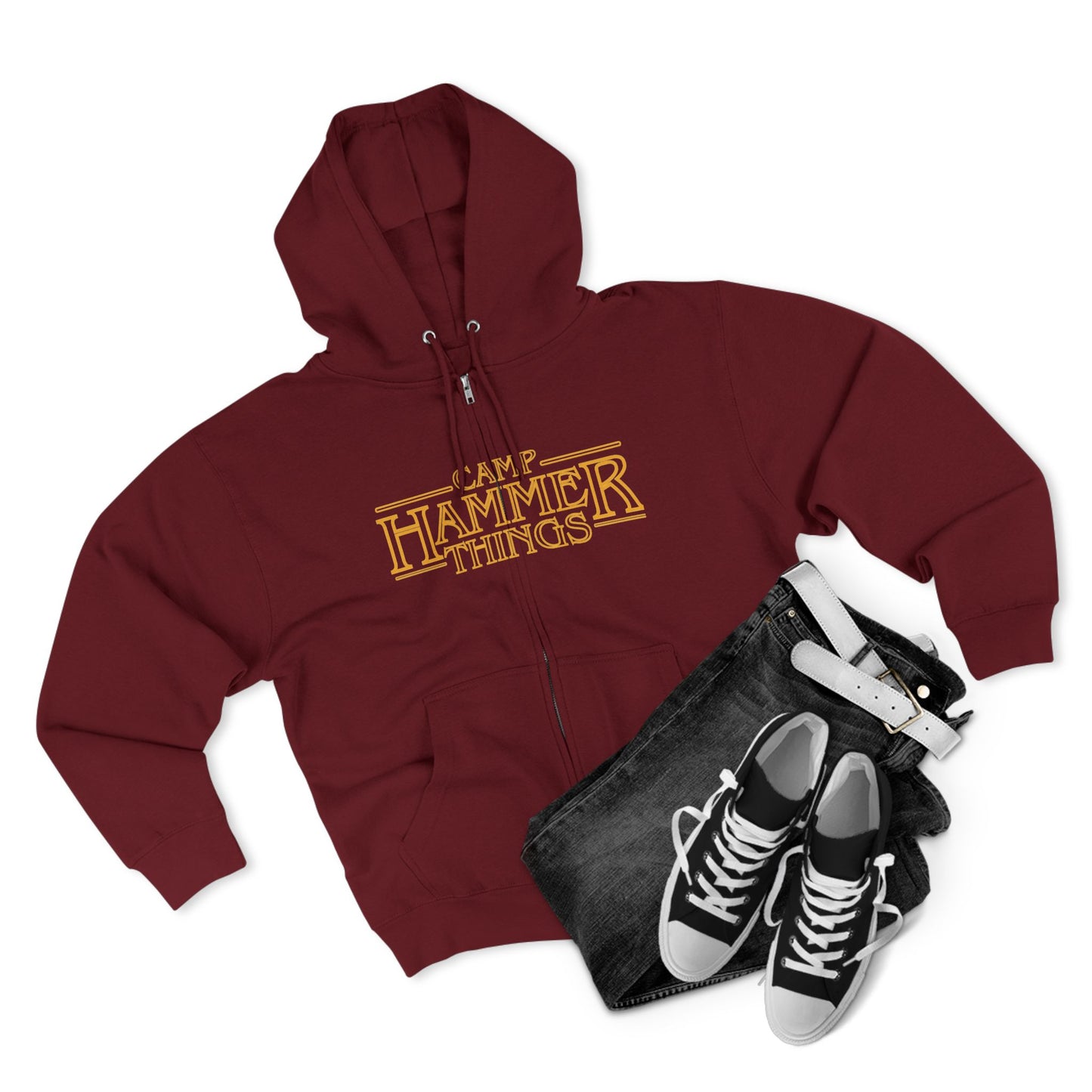 Camp Hammer Things Unisex Zip Hoodie | Perfect for Geeks, Nerds, Camp Lovers | Ideal Gift for Birthdays, Holidays, or Casual Wear