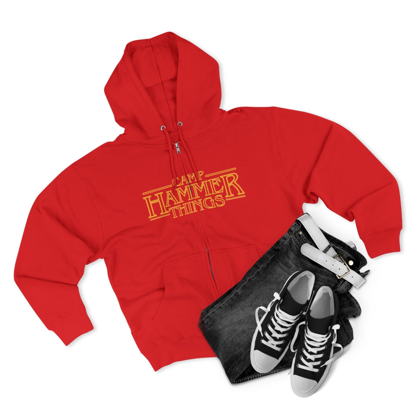 Camp Hammer Things Unisex Zip Hoodie | Perfect for Geeks, Nerds, Camp Lovers | Ideal Gift for Birthdays, Holidays, or Casual Wear