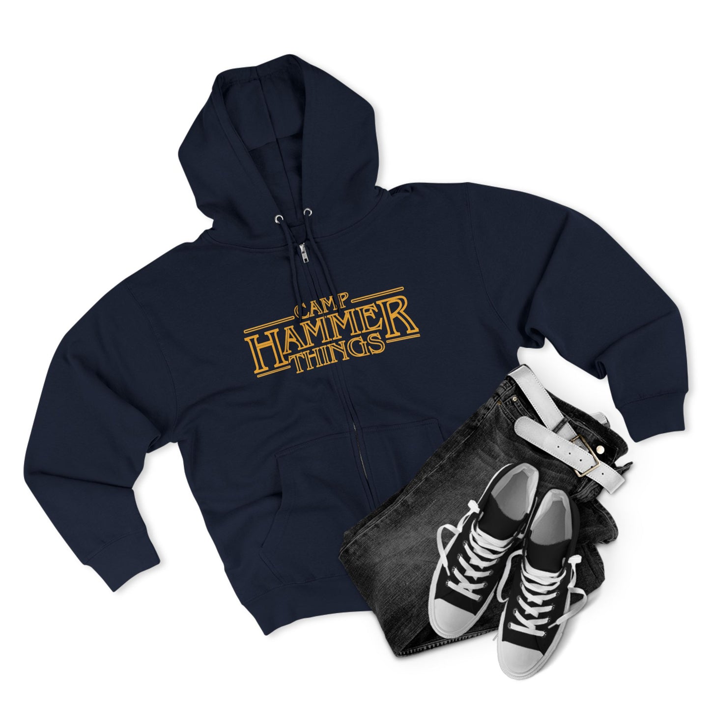 Camp Hammer Things Unisex Zip Hoodie | Perfect for Geeks, Nerds, Camp Lovers | Ideal Gift for Birthdays, Holidays, or Casual Wear